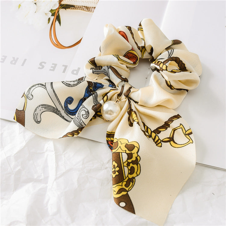 Pearl Pendant Large Intestine Ring Hair Band Women's Hair Knot Knotted Big Bow Hair Rope Pearl Pendant Large Intestine Ring Hair Band Women's Hair Knot Knotted Big Bow Hair Rope